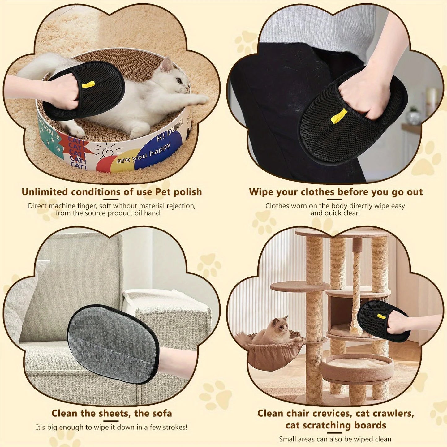 Dual-Sided Static Pet Hair Remover Gloves