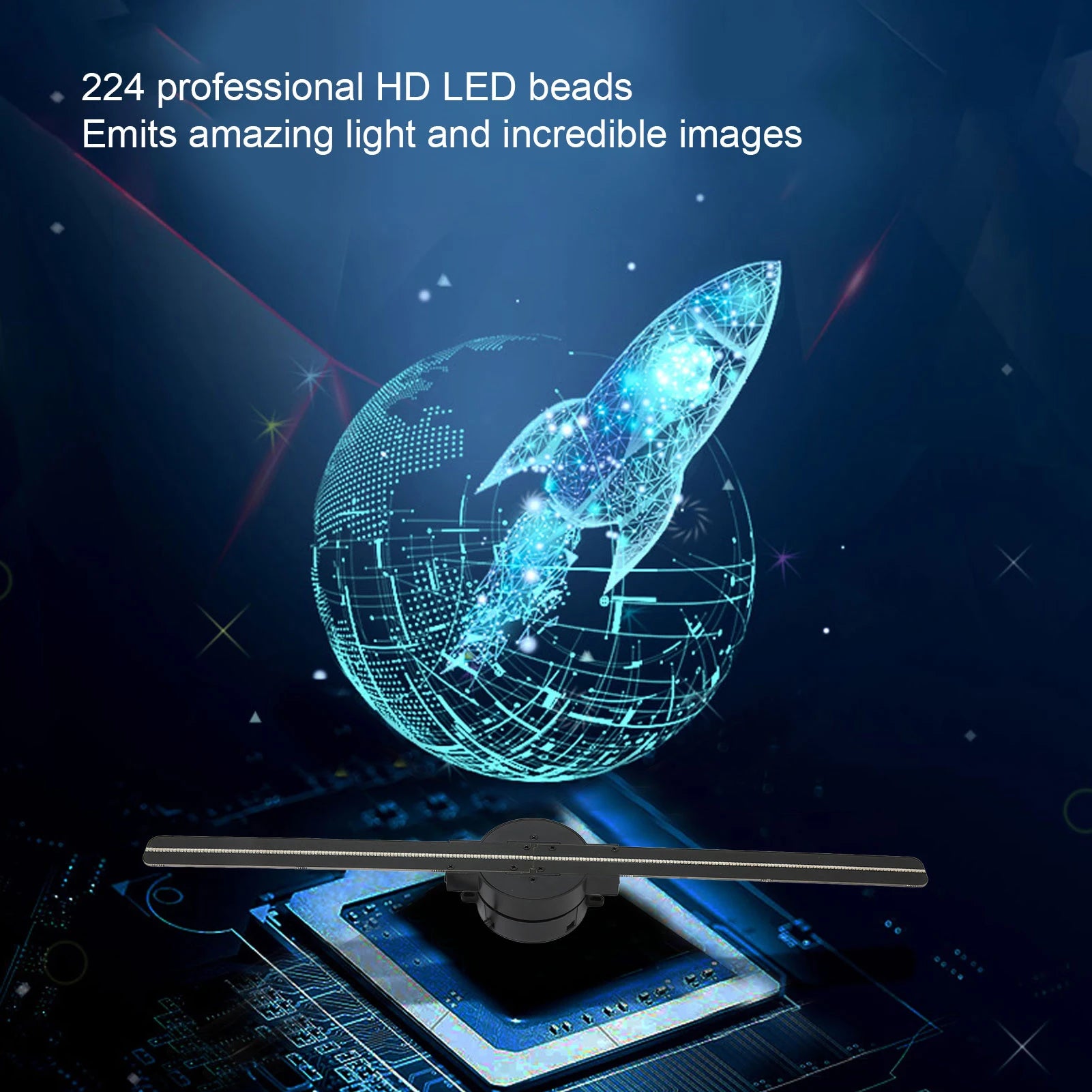 3D Hologram Fan Projector with 224 LED Light Beads 
