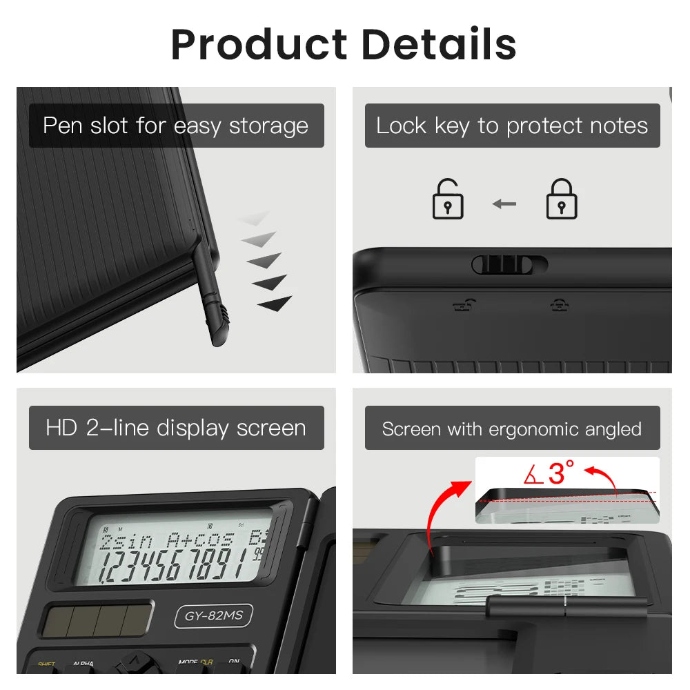 2-In-1 Foldable Scientific Calculator for College Office Student Teacher