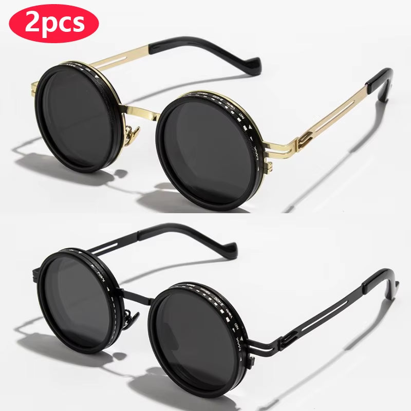 9 Level Adjustable Dimming Polarized Sunglasses Men & Women round Glasses 