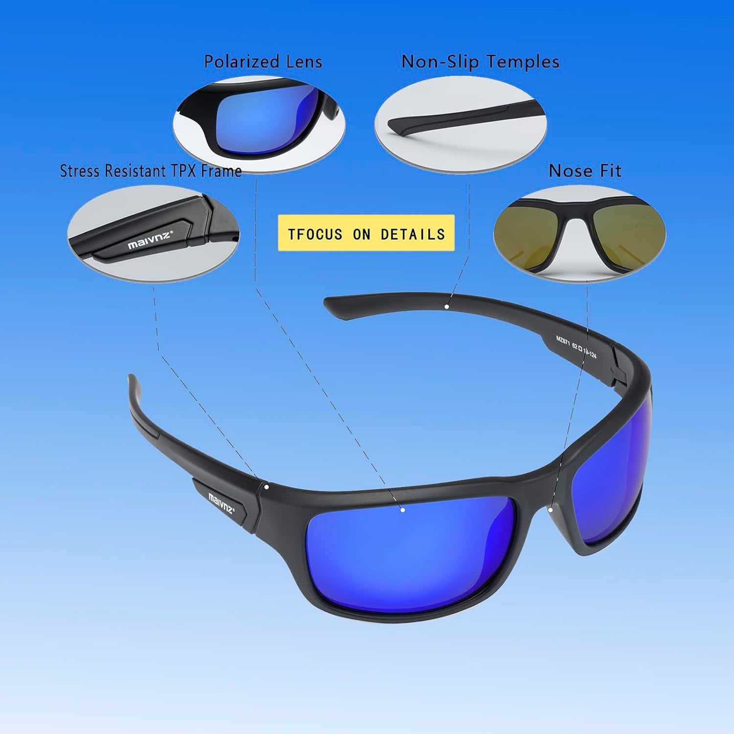 Polarized Sunglasses for Men Fishing Floating Lightweight UV Protection