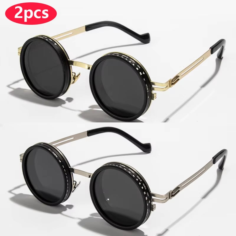 9 Level Adjustable Dimming Polarized Sunglasses Men & Women round Glasses 