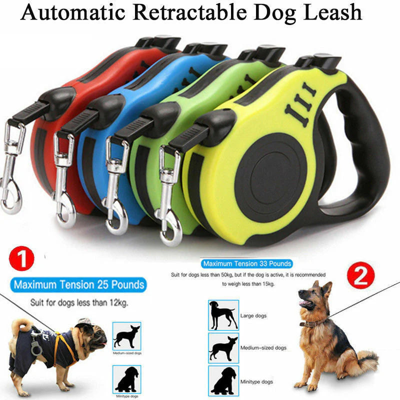 Automatic Retractable Dog Leash with Dual Size Options and Integrated Brake & Lock Safety System