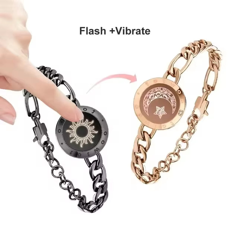 Long Distance Touch Light Up&Vibrate Bracelets for Couples Relationship 