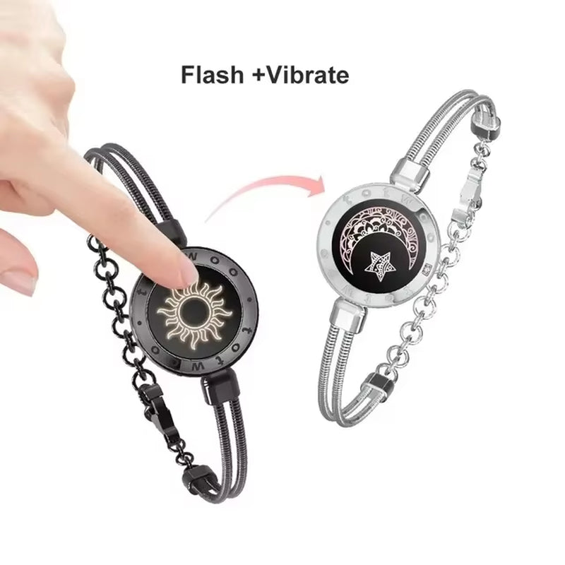 Long Distance Touch Light Up&Vibrate Bracelets for Couples Relationship 