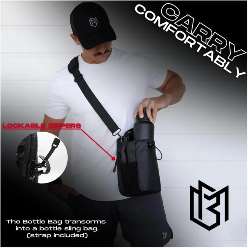 Magnetic Water Bottle Bag Large Capacity Specific Water Cup Holder with Strong Magnet Portable Bag for Outdoor Sports Gym Camp