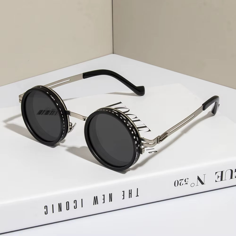 9 Level Adjustable Dimming Polarized Sunglasses Men & Women round Glasses 