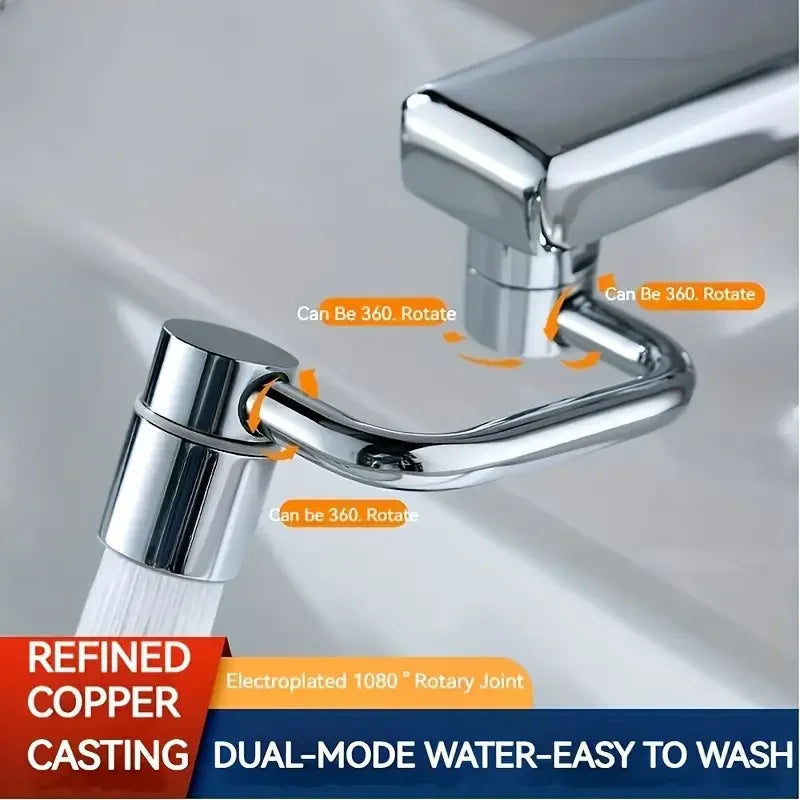 Swivel Faucet Extender Universal Splashproof Dual Spray Modes Rust-Proof Bathroom Sink Accessories with Adapter