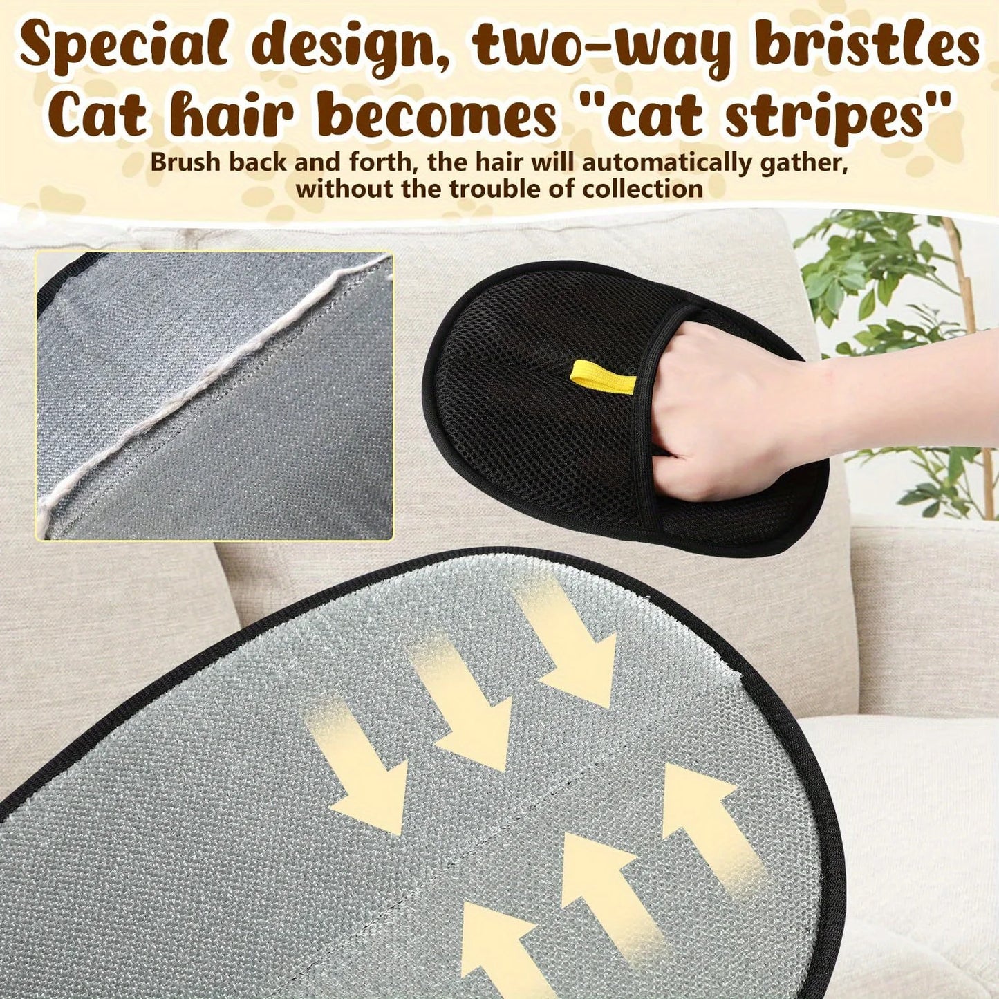Dual-Sided Static Pet Hair Remover Gloves 