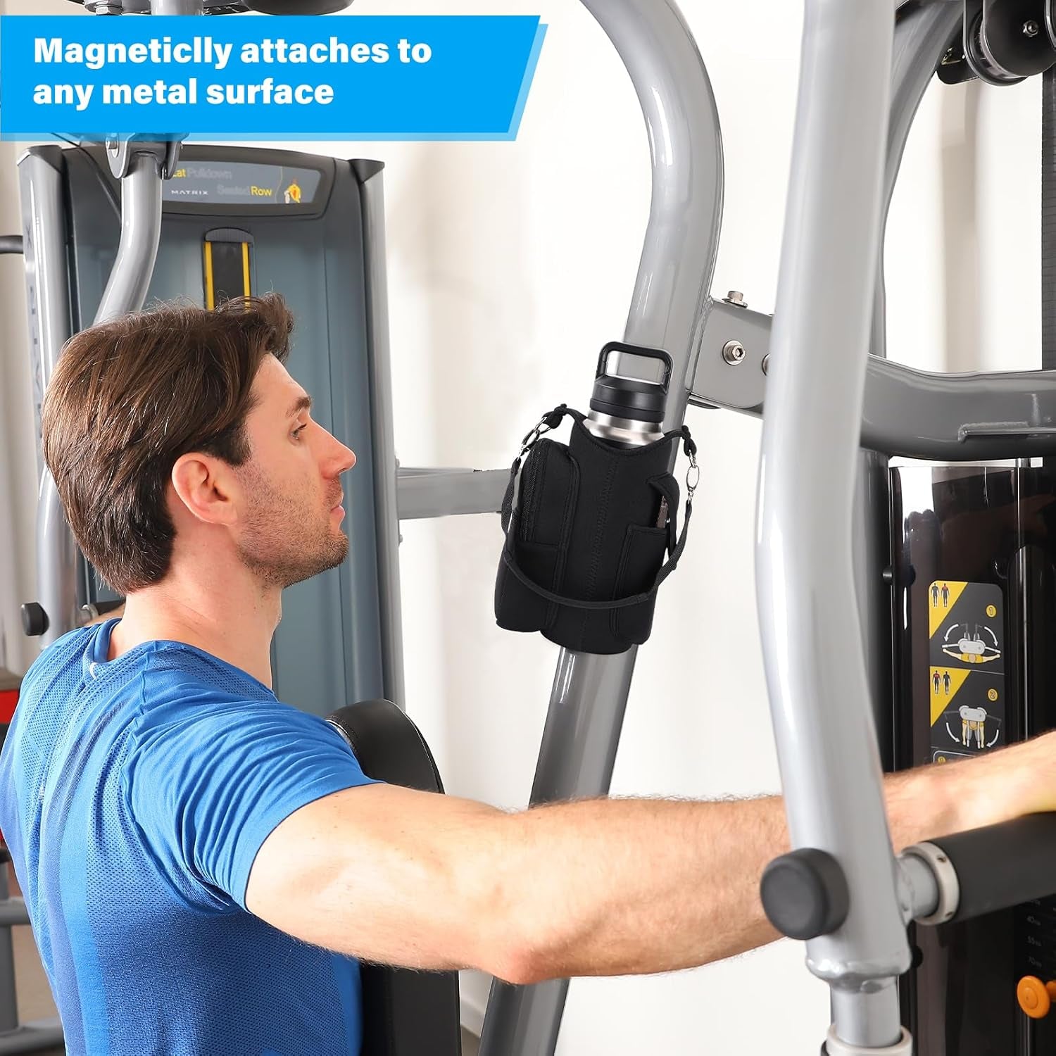 Magnetic Gym Bag Water Bottle Carrier Holder with Strap & Phone Pocket,Gym Magnetic Bag 