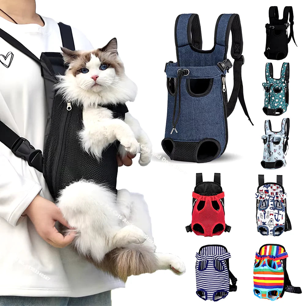 Adjustable Dual-Shoulder Pet Carrier Backpack for Outdoor Travel and Camping