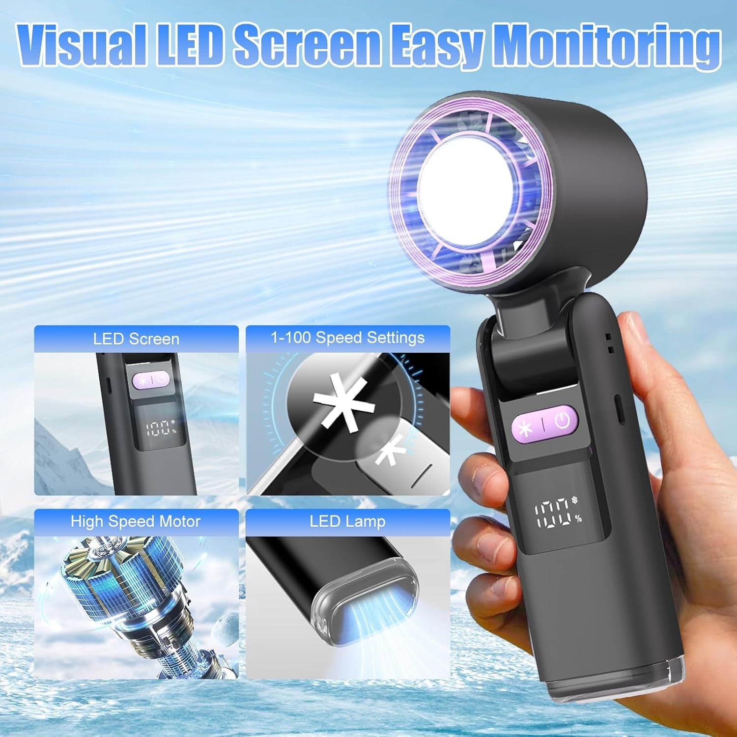 Mini Handheld Fan with Cooling Plate,Portable Fan Speed