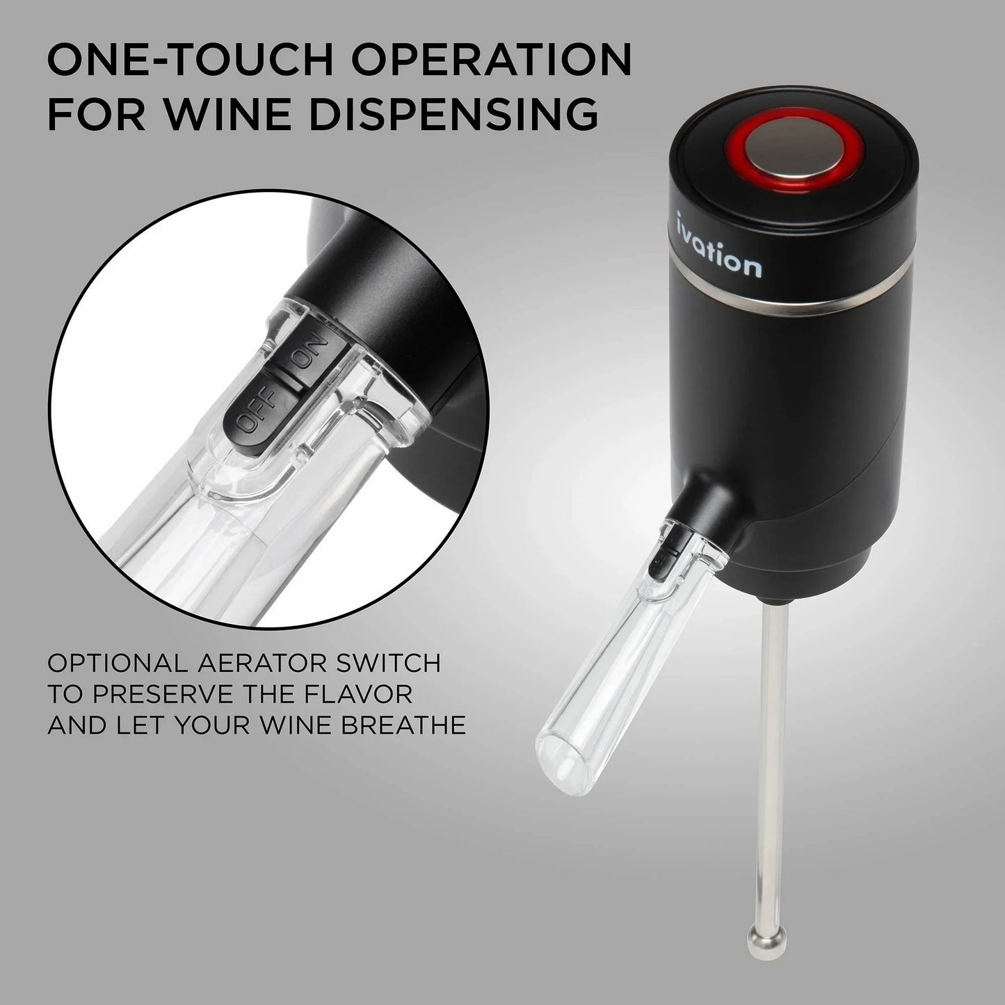 Electric Wine Aerator and Dispenser Automatic Wine Pourer with Touch Button Control