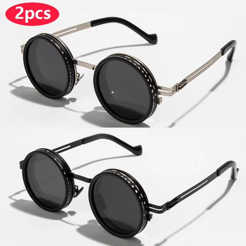 9 Level Adjustable Dimming Polarized Sunglasses Men & Women round Glasses 