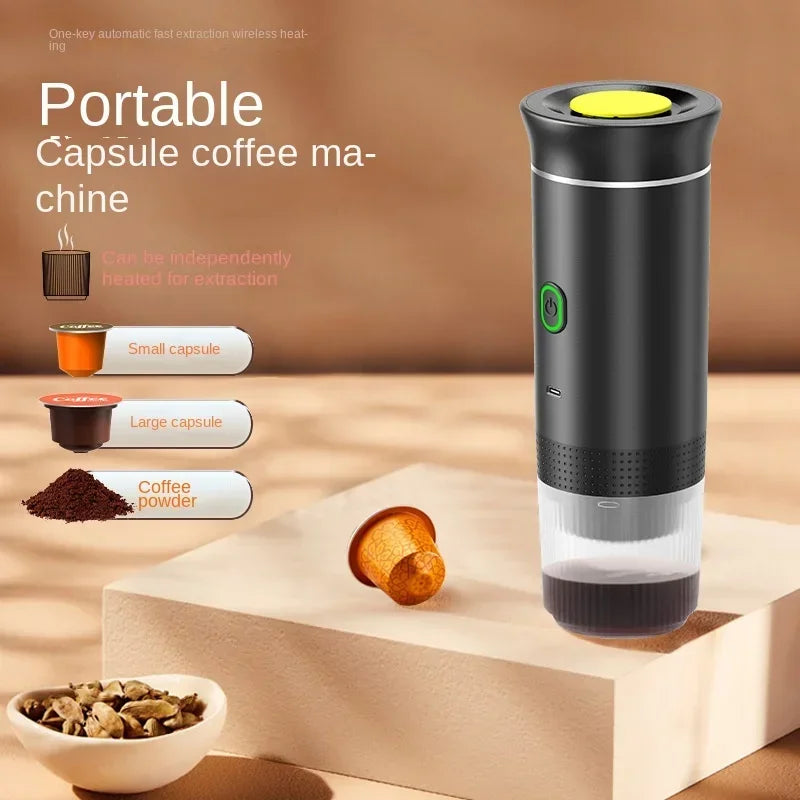 Portable Wireless Electric Espresso Coffee Machine for Travel &Car &Home Camping Coffee Maker 3-In-1 Capsule Powder Coffee Maker
