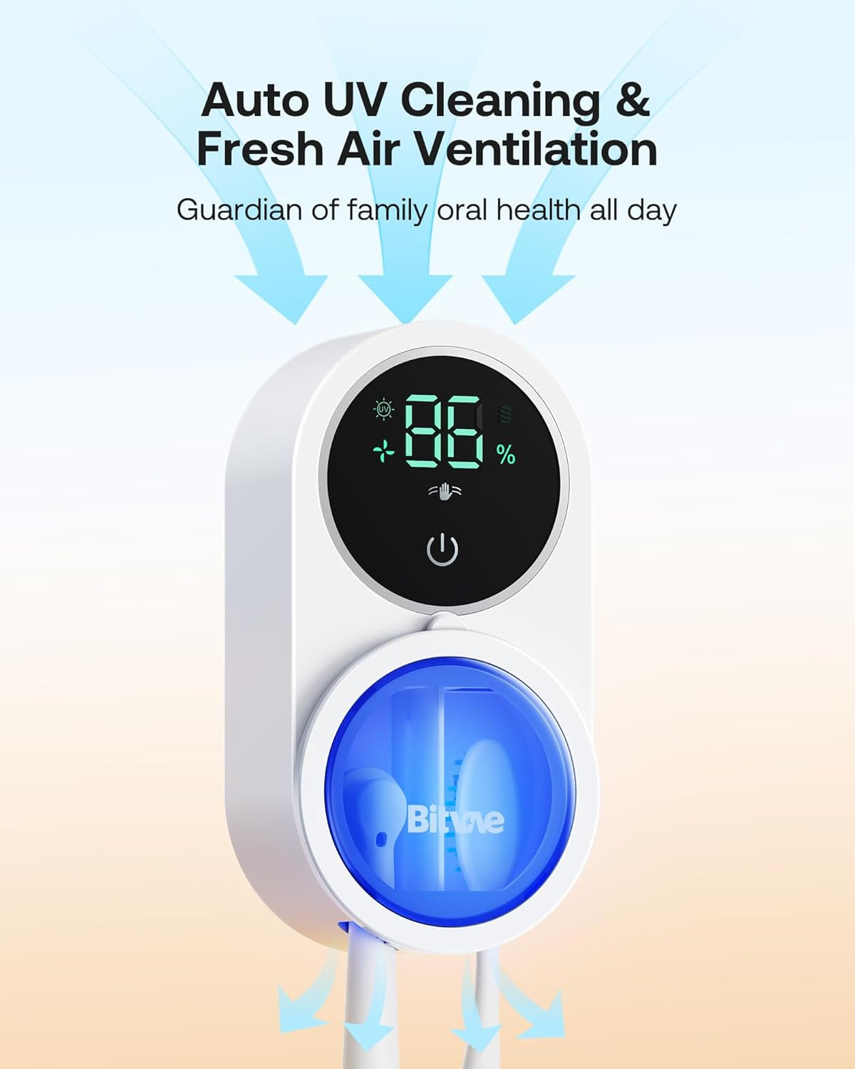 Toothbrush Cleaner for Bathroom, LED Smart Screen, Cleaning and Air Drying