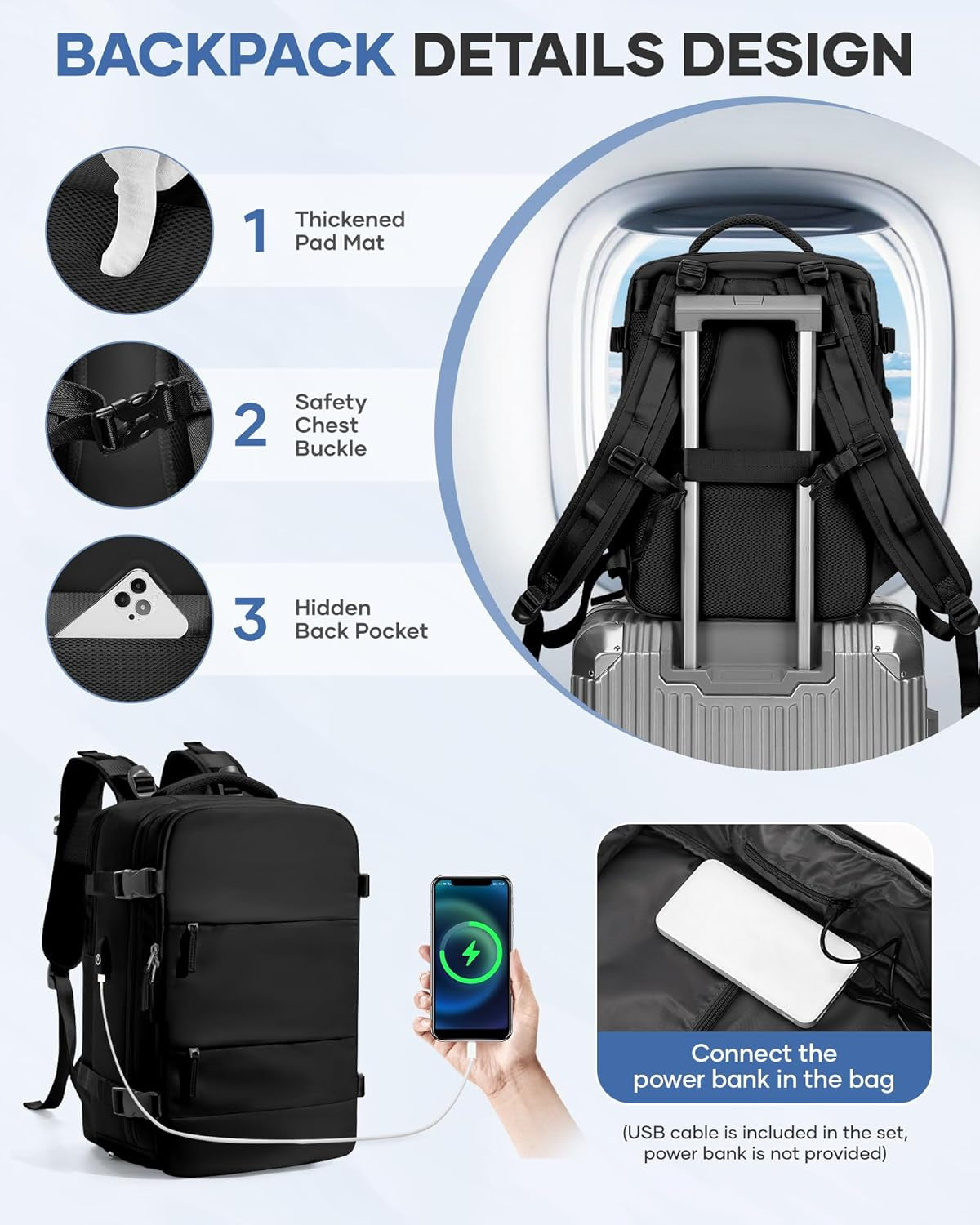 Vacuum Backpack Travel with Pump Cabin Bags 