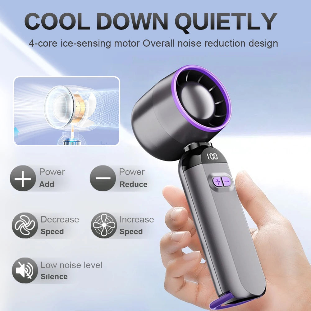 Handheld Turbo Fan LED Digital Display Adjustable Cooling Fan 