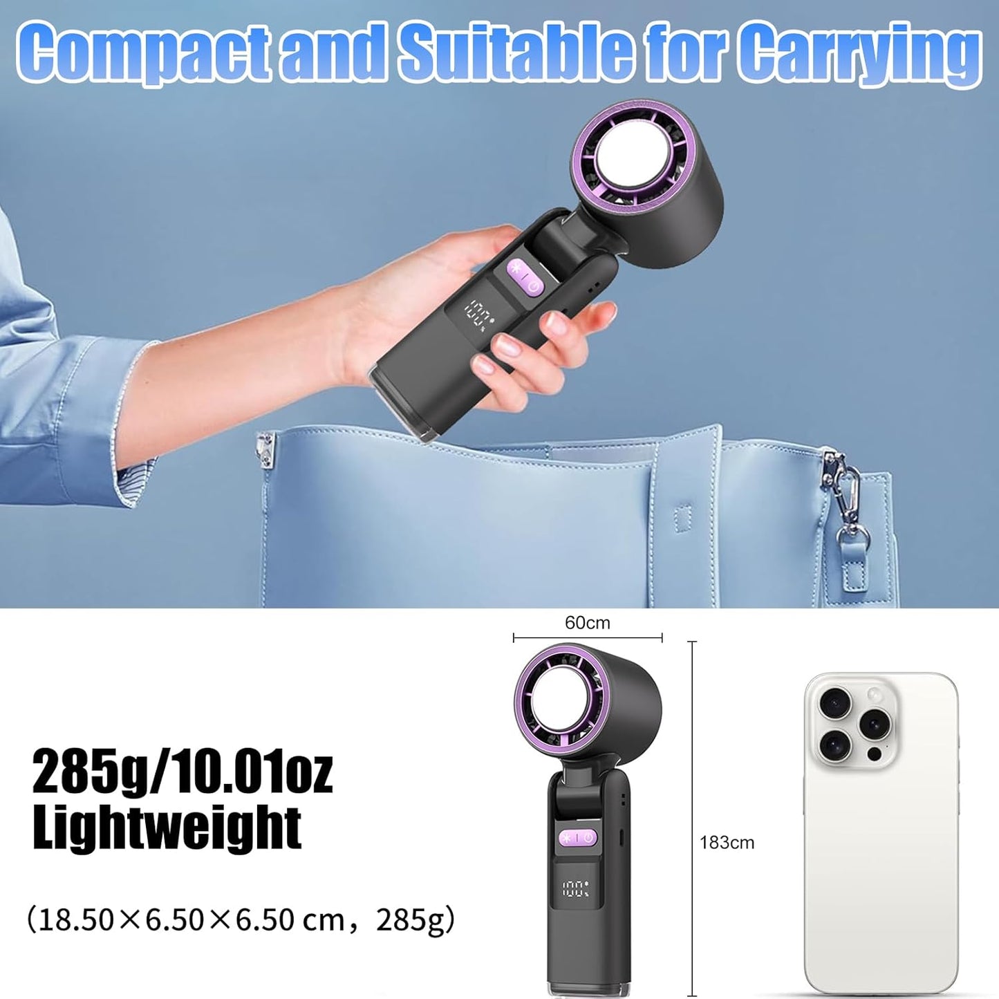 Mini Handheld Fan with Cooling Plate,Portable Fan Speed