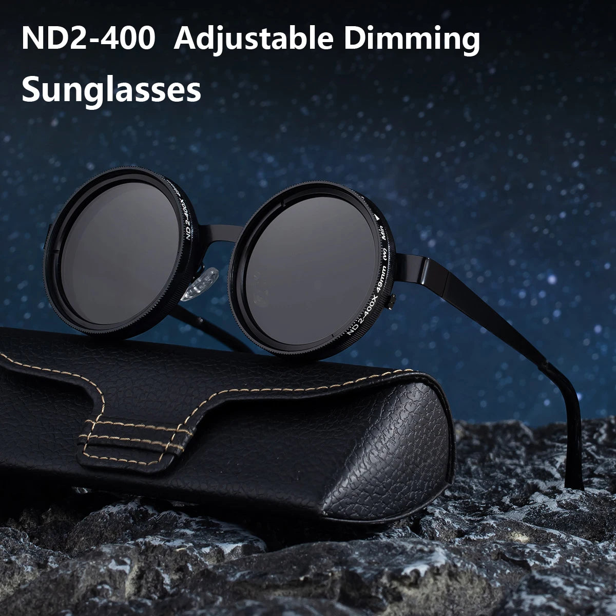 9 Level Adjustable Dimming Polarized Sunglasses Men & Women round Glasses 