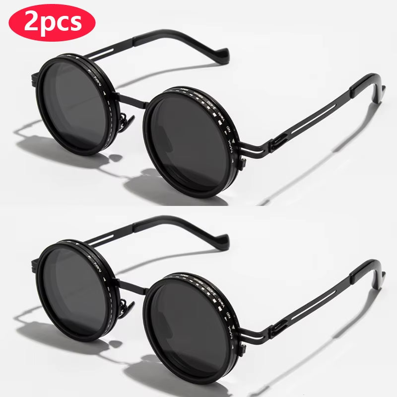 9 Level Adjustable Dimming Polarized Sunglasses Men & Women round Glasses 