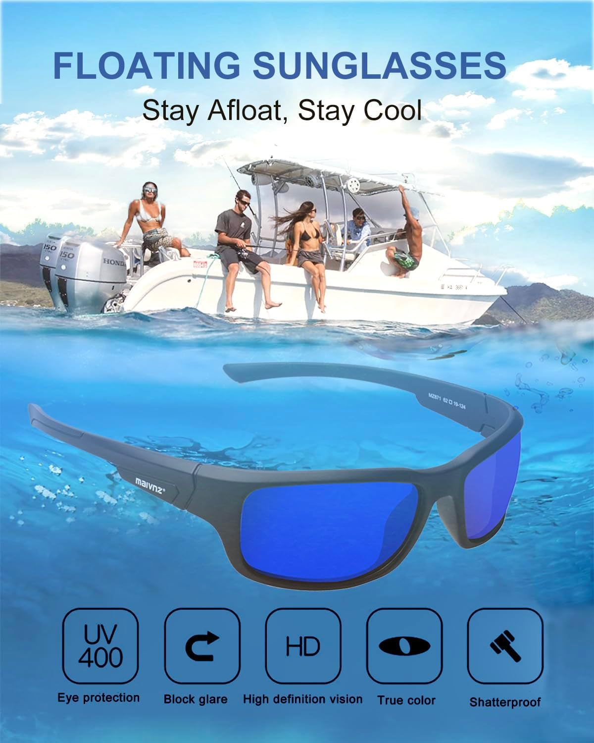 Polarized Sunglasses for Men Fishing Floating Lightweight UV Protection
