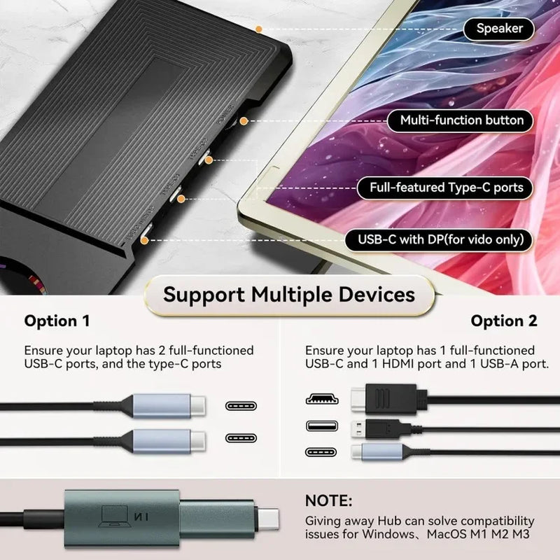 Authenticity Guarantee.15.6" Laptop Screen Extender, 120% Srgb FHD 1080P IPS Triple Portable Laptop 