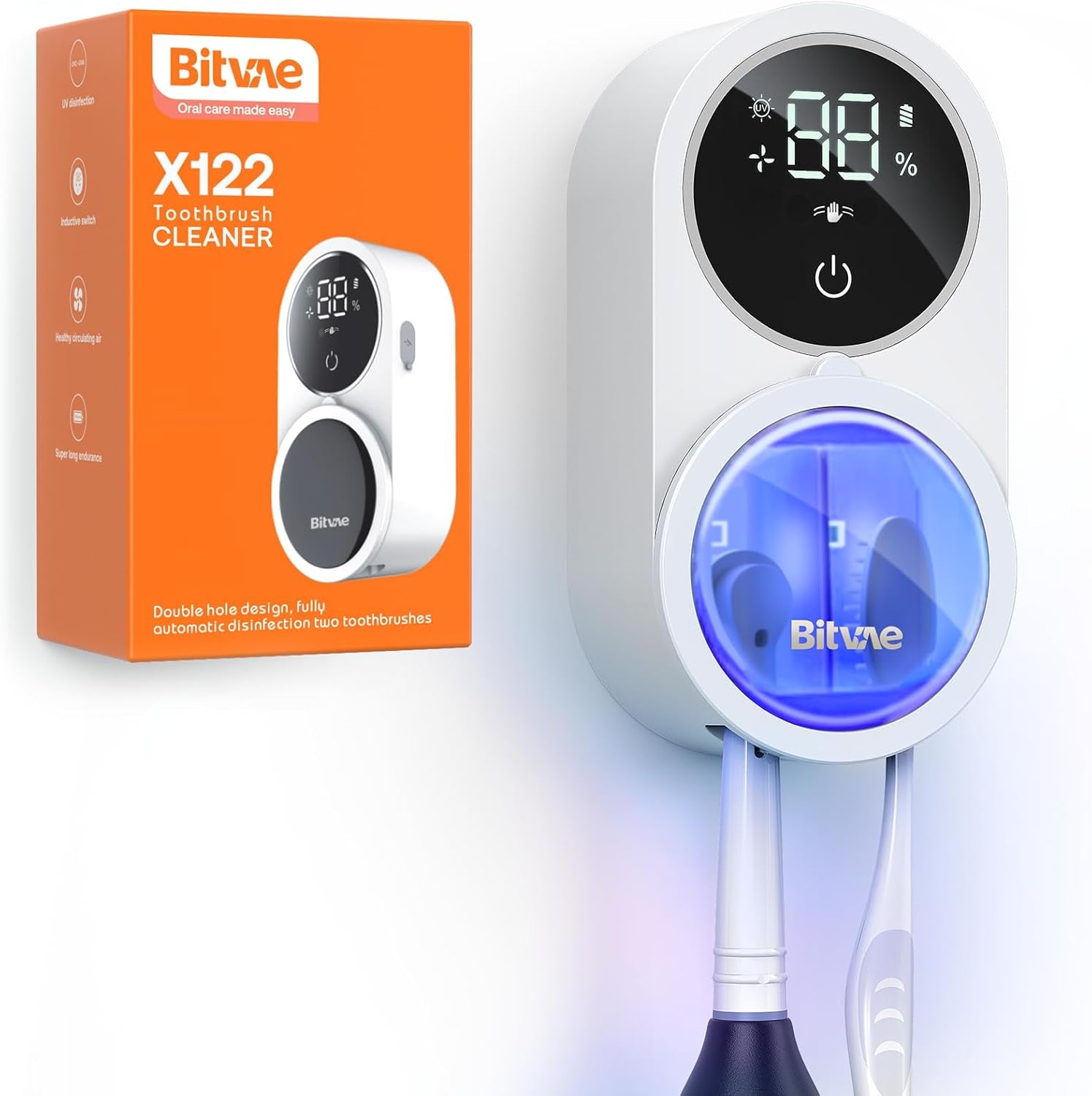 Toothbrush Cleaner for Bathroom, LED Smart Screen, Cleaning and Air Drying