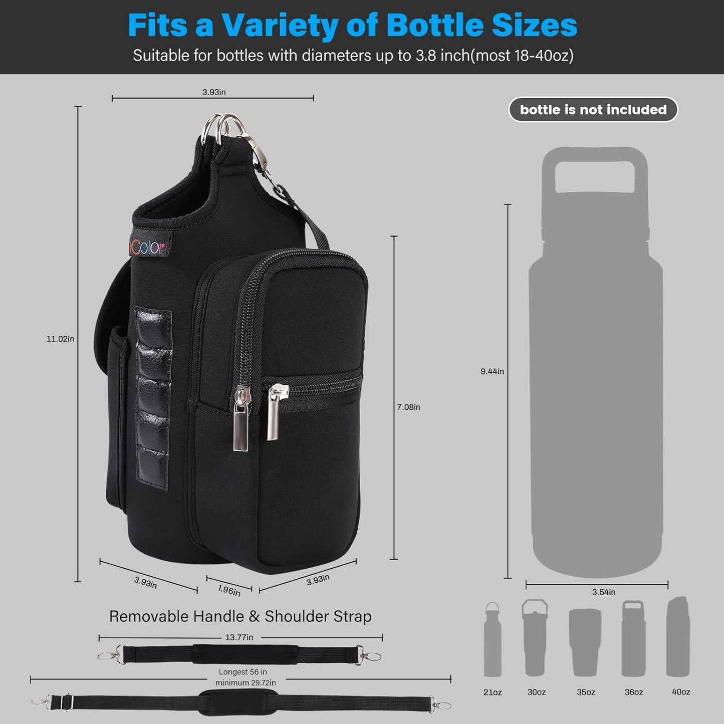 Magnetic Gym Bag Water Bottle Carrier Holder with Strap & Phone Pocket,Gym Magnetic Bag 