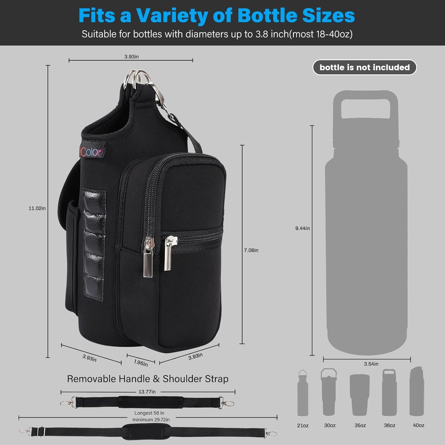 Magnetic Gym Bag Water Bottle Carrier Holder with Strap & Phone Pocket,Gym Magnetic Bag 