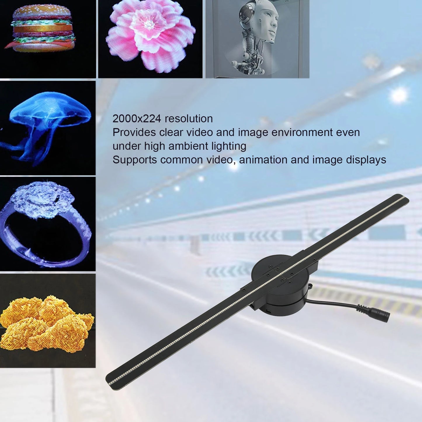 3D Hologram Fan Projector with 224 LED Light Beads 