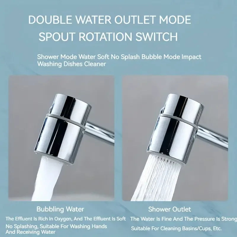 Swivel Faucet Extender Universal Splashproof Dual Spray Modes Rust-Proof Bathroom Sink Accessories with Adapter