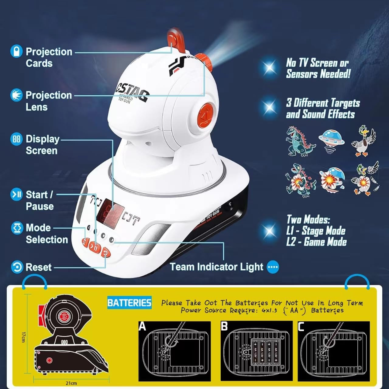 Toy Gun of Projector Shooting Games Set for Kids, Teens, Adults